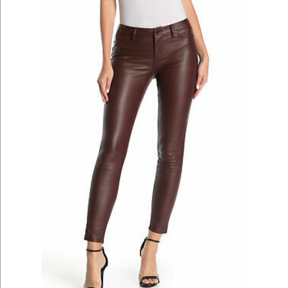 Maroon Faux Leather Pants